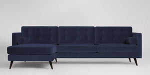 Herald 3-sits soffa med vänsterdivan Sammet Nouveau Klassisk Grön