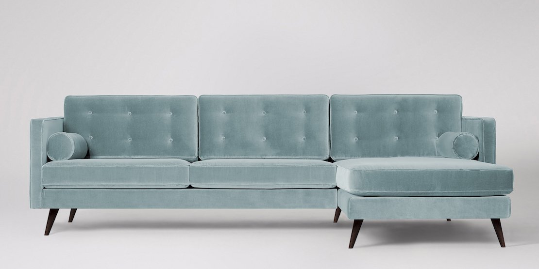 Herald 3-sits soffa med högerdivan Sammet Nouveau Mörkblå