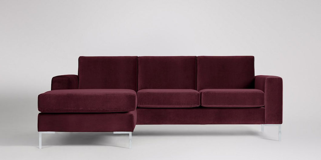 Singer 3-sits soffa med vänsterdivan Sammet Nouveau Ljusrosa