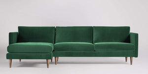 Astor 3-sits soffa med vänsterdivan Sammet Nouveau Mörkblå