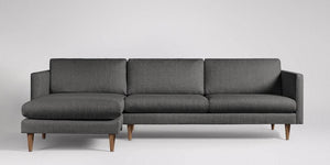 Astor 3-sits soffa med vänsterdivan Sammet Nouveau Himmelsk Blå