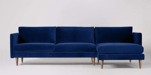 Astor 3-sits soffa med högerdivan Samemt Nouveau Himmelsk Blå