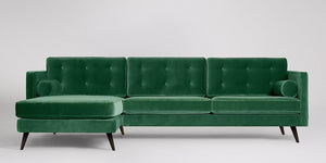 Herald 3-sits soffa med vänsterdivan Sammet Nouveau Mörkblå