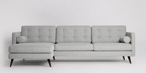 Herald 3-sits soffa med vänsterdivan Sammet Metropolitan Maroon