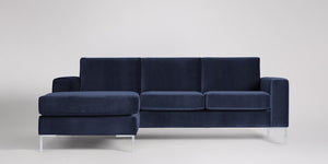 Singer 3-sits soffa med vänsterdivan Sammet Nouveau Mörkblå