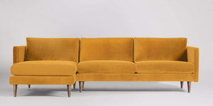 Astor 3-sits soffa med vänsterdivan Sammet Metropolitan Ockra