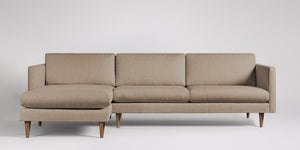 Astor 3-sits soffa med vänsterdivan Sammet Nouveau Ljusrosa