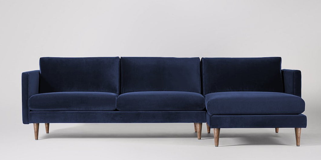 Astor 3-sits soffa med högerdivan Sammet Nouveau Ljusrosa