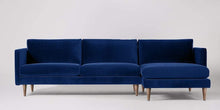Ladda bilden till Galleri-vy  Astor 3-sits soffa med högerdivan Samemt Nouveau Himmelsk Blå