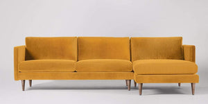 Astor 3-sits soffa med högerdivan Sammet Metropolitan Maroon